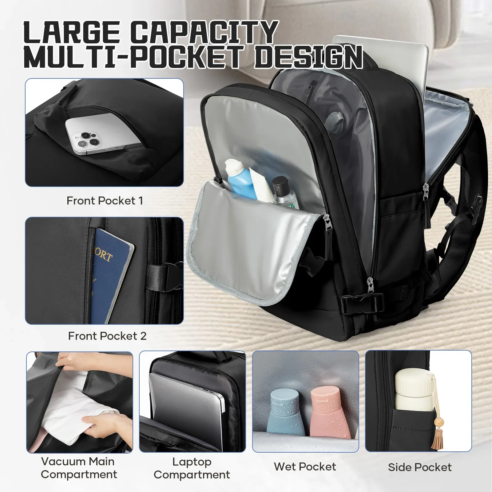 Sacs de rangement sous vide pour vêtements, gain de place idéal en voyage 6