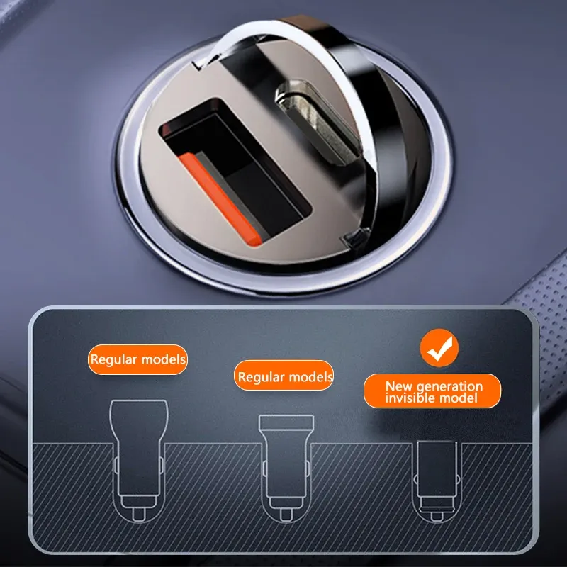 Chargeur de voiture compact 100 W à charge rapide, USB-C PD et QC 3.0, compatible iPhone, Xiaomi, Samsung et Huawei 2