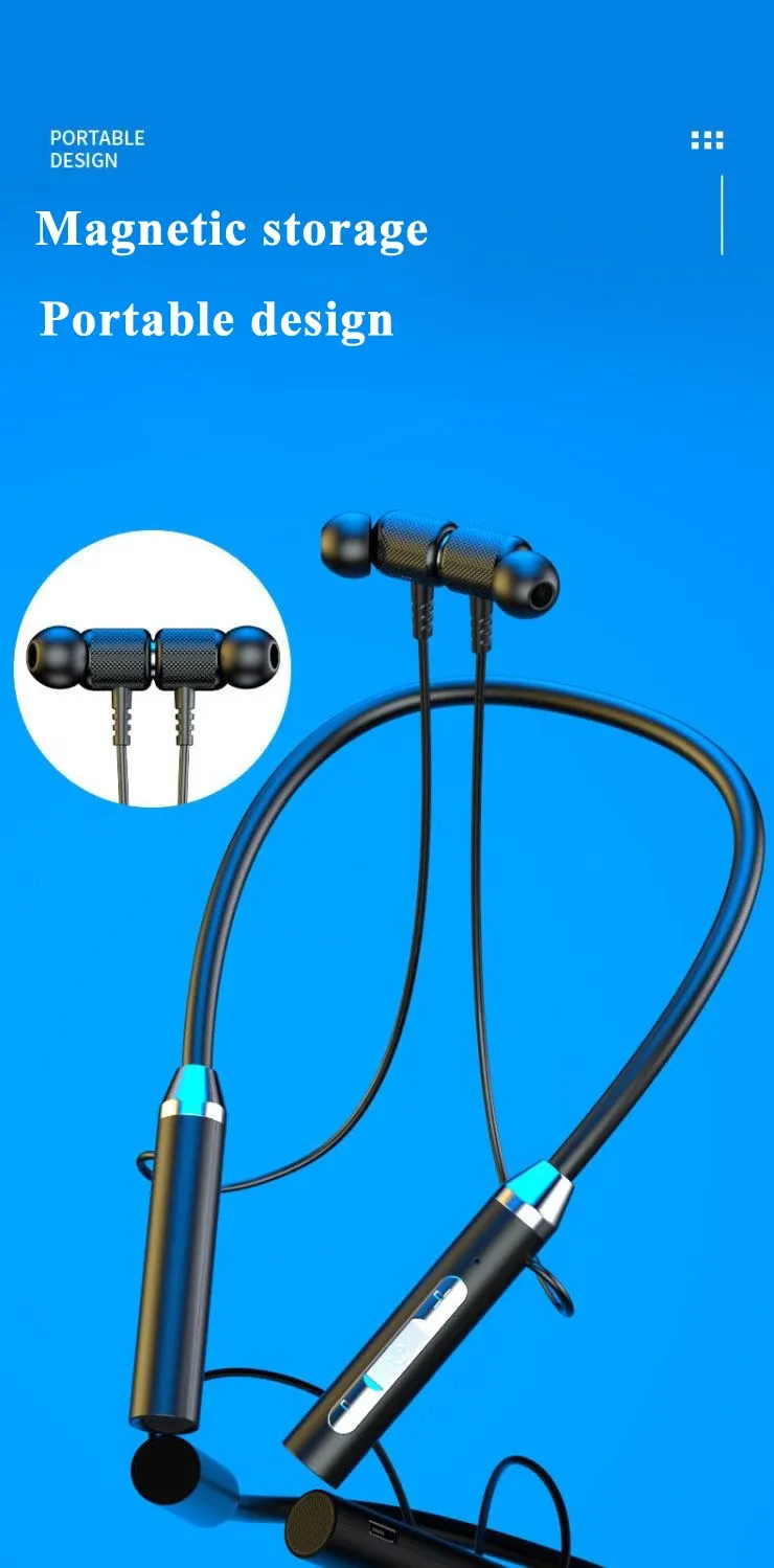 Écouteurs sans fil Bluetooth au tour de cou, vue d'ensemble du design