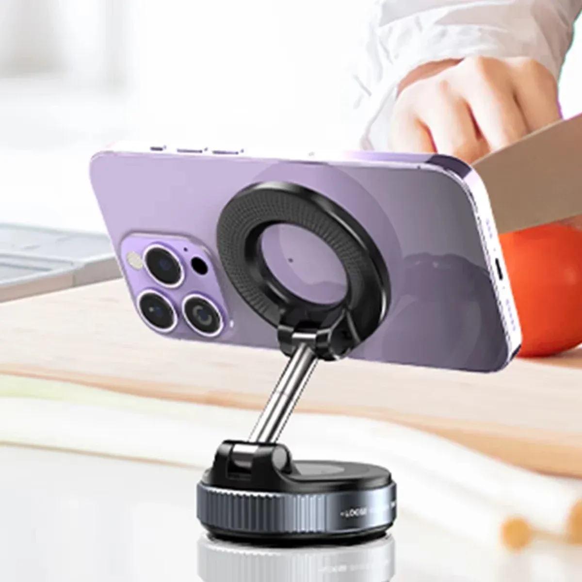 Support magnétique pour téléphone de voiture à fixation par ventouse mécanique, rotation à 360°, support de navigation universel à adsorption magnétique 2