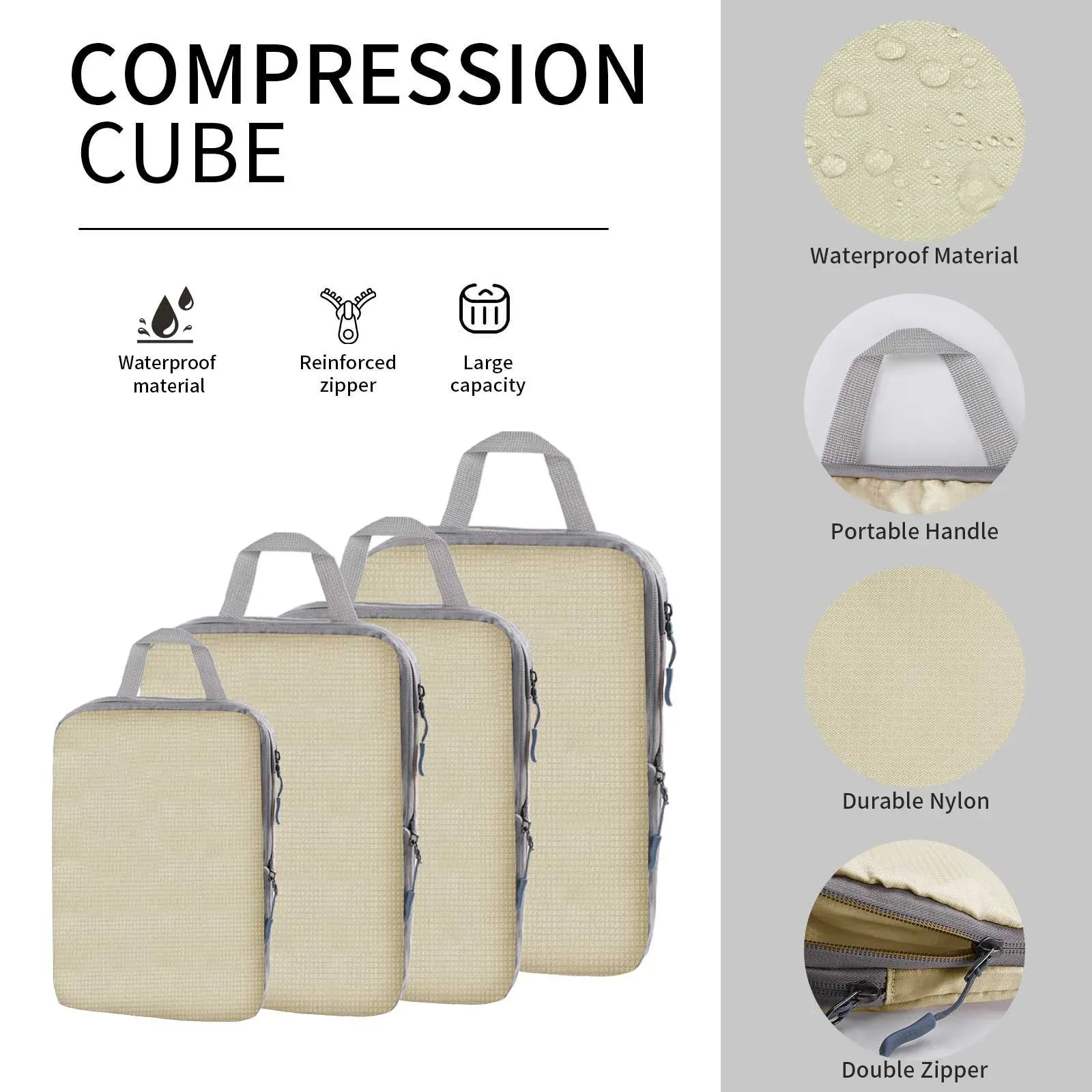 Lot de 5 cubes de compression de voyage imperméables et légers pour bagages 2