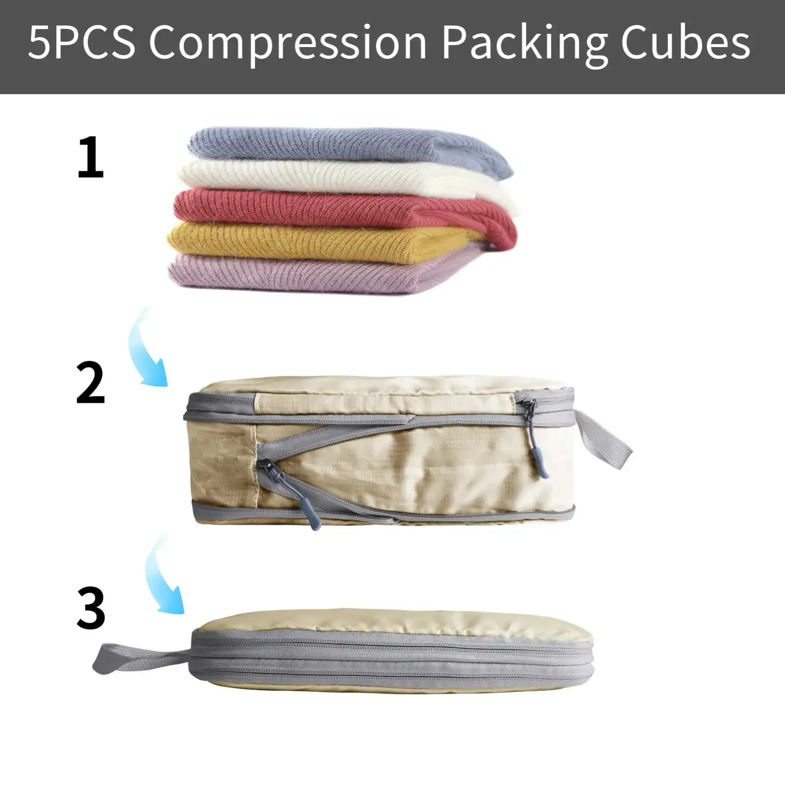 Vêtements organisés dans les cubes de compression