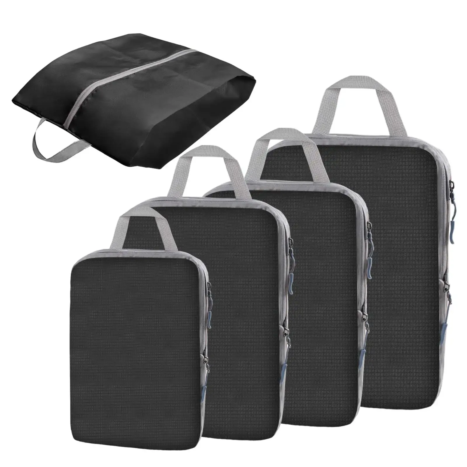 Lot de 5 cubes de compression de voyage imperméables et légers pour bagages 7