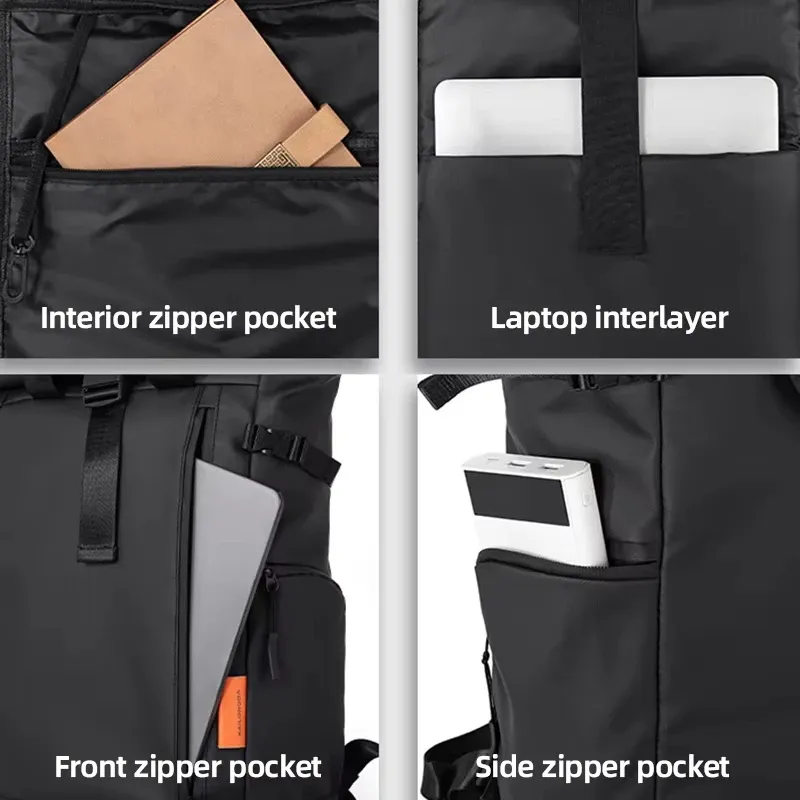 Sac à dos de voyage pour homme 15,6 pouces, étanche, pour ordinateur portable, idéal pour le camping, la randonnée et les déplacements professionnels ou scolaires 5