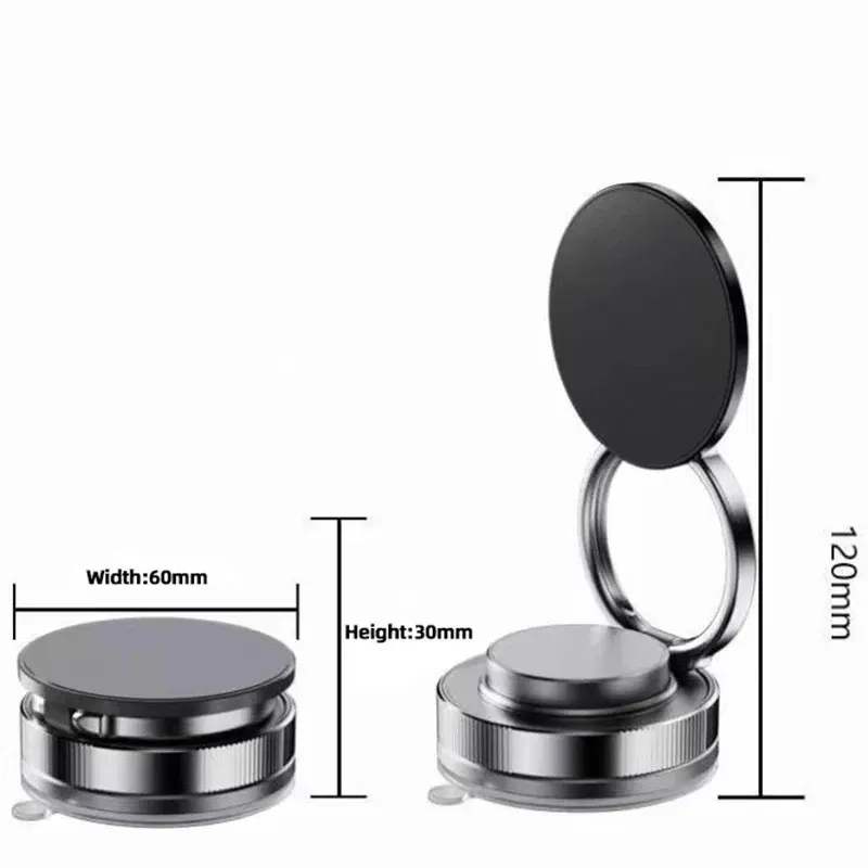 Support magnétique pour téléphone de voiture à rotation 360°, pliable et réglable, fixation par ventouse pour tableau de bord ou pare-brise 6