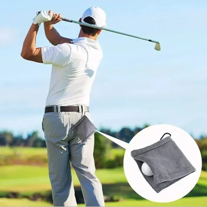 Serviette de nettoyage pour balles de golf en microfibre carrée avec mousqueton, absorbante, pour le nettoyage des clubs, chiffon pour essuyer la tête, MJ002 5
