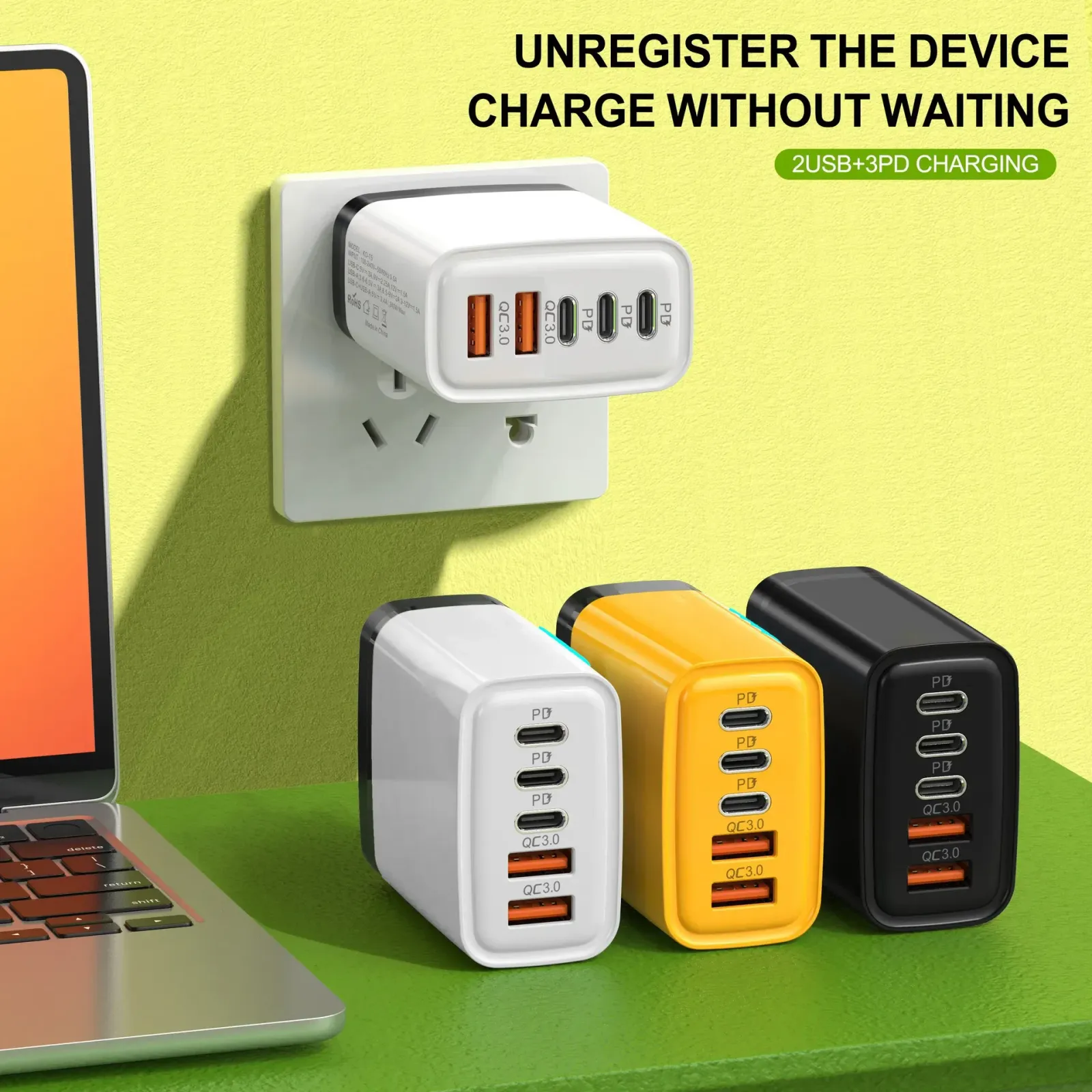 Chargeur de bureau GaN 5-en-1 raffinement