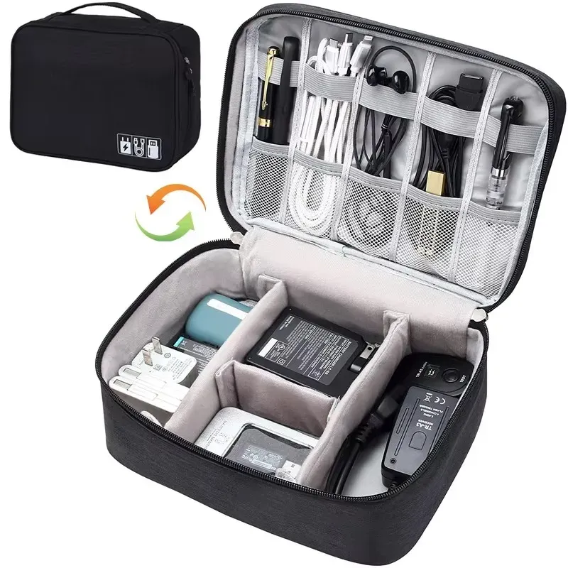 Sac de rangement pour câbles de voyage, portable et étanche, organiseur électronique pour câbles USB, chargeurs et accessoires 11