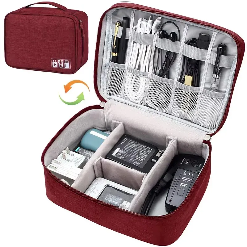 Sac de rangement pour câbles de voyage, portable et étanche, organiseur électronique pour câbles USB, chargeurs et accessoires 14