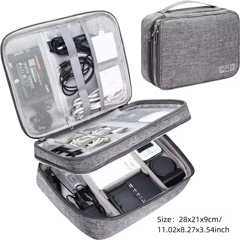 Sac de rangement pour câbles de voyage, portable et étanche, organiseur électronique pour câbles USB, chargeurs et accessoires 8