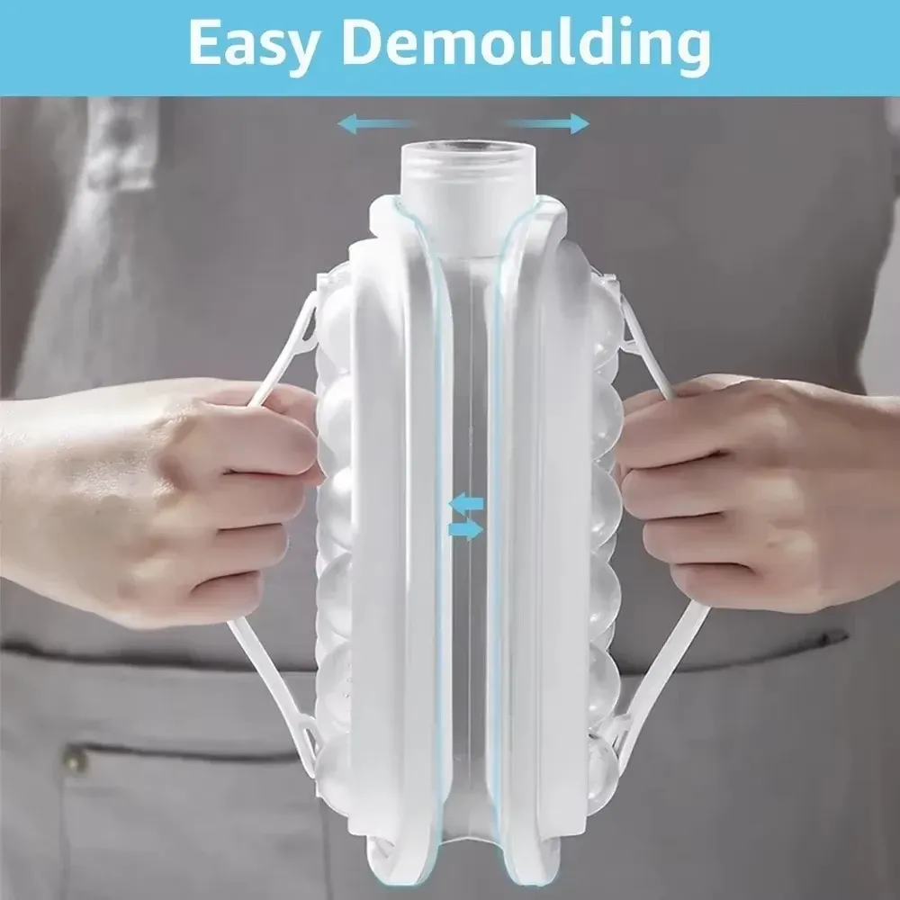 Moule à boules de glace pliable 2 en 1 avec compartiment à glaçons en silicone, idéal pour la maison et les voyages 2