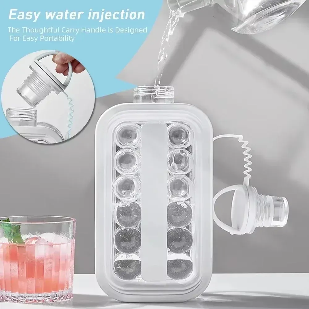 Moule à boules de glace pliable 2 en 1 avec compartiment à glaçons en silicone, idéal pour la maison et les voyages 3