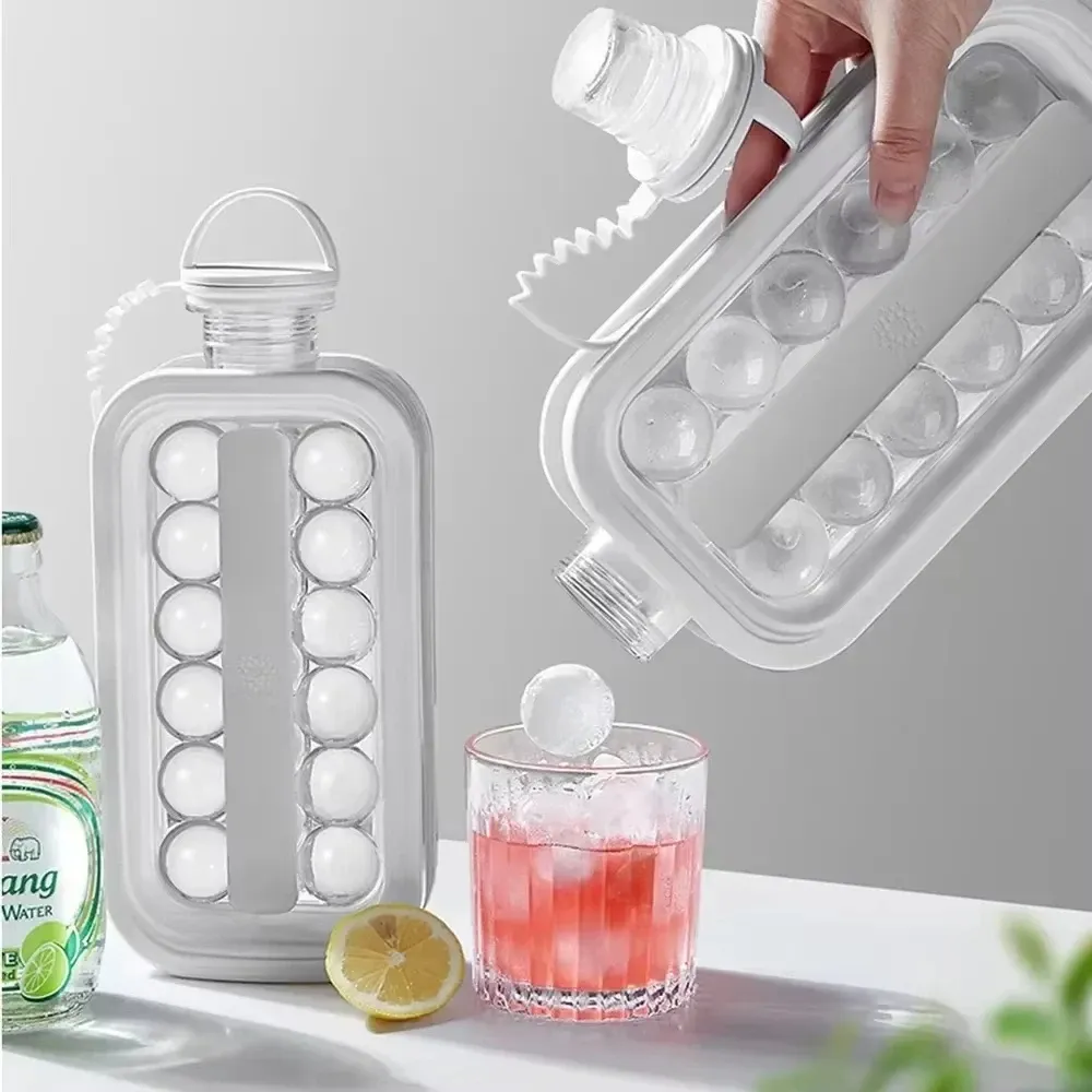 Moule à boules de glace pliable 2 en 1 avec compartiment à glaçons en silicone, idéal pour la maison et les voyages 5
