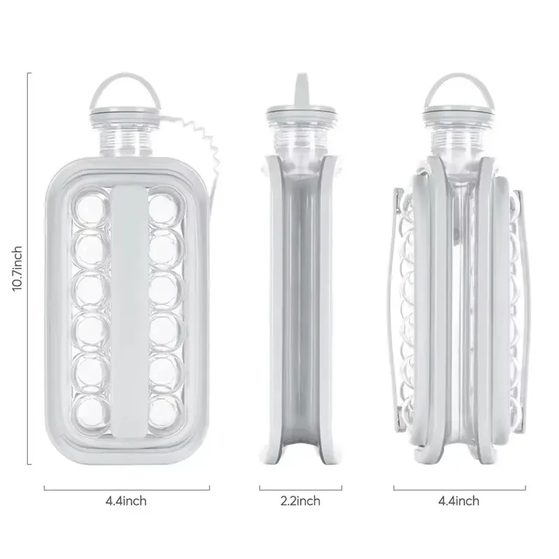 Moule à boules de glace pliable 2 en 1 avec compartiment à glaçons en silicone, idéal pour la maison et les voyages 6