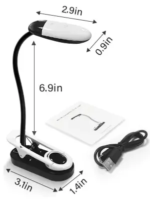 Lampe de lecture LED, vue de profil