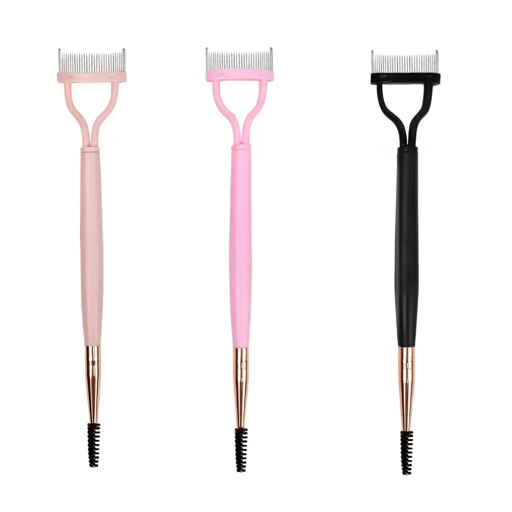 Séparateur de cils pliant 2 en 1 à dents métalliques droites, recourbe-cils, brosse et peigne pour mascara, outil de maquillage beauté