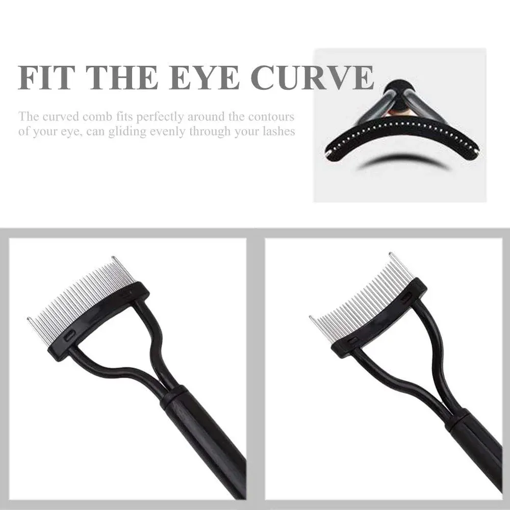 Séparateur de cils pliant 2 en 1 à dents métalliques droites, recourbe-cils, brosse et peigne pour mascara, outil de maquillage beauté 3