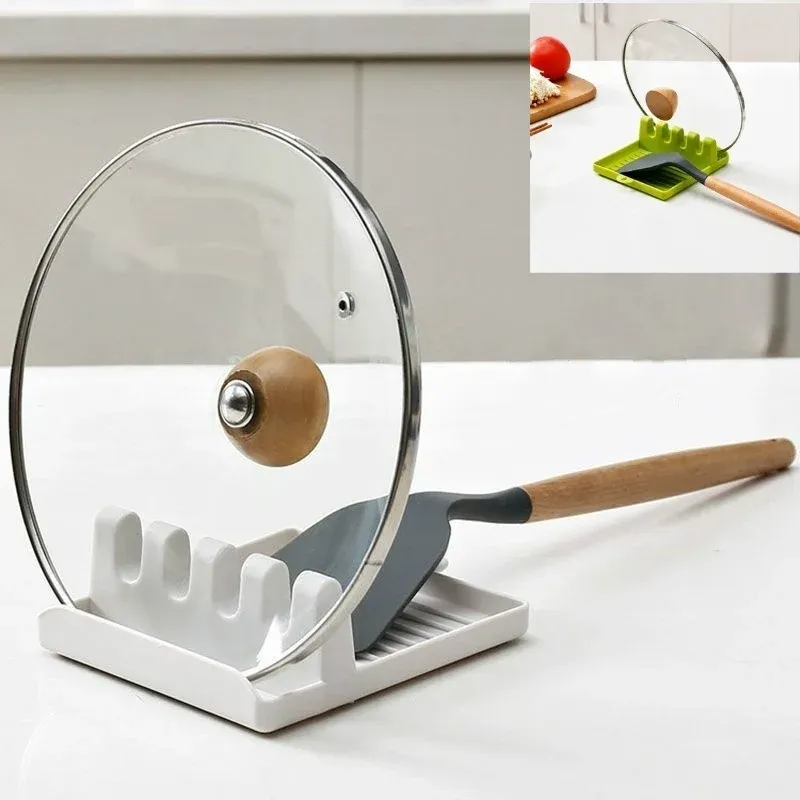 Porte-ustensiles de cuisine en plastique avec égouttoir antidérapant : cuillère, fourchette, spatule, étagère et organisateur - Image 1