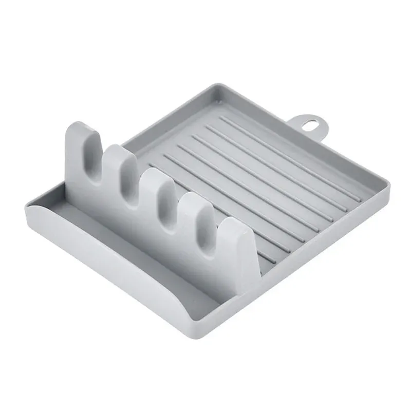 Porte-ustensiles de cuisine en plastique avec égouttoir antidérapant : cuillère, fourchette, spatule, étagère et organisateur 9