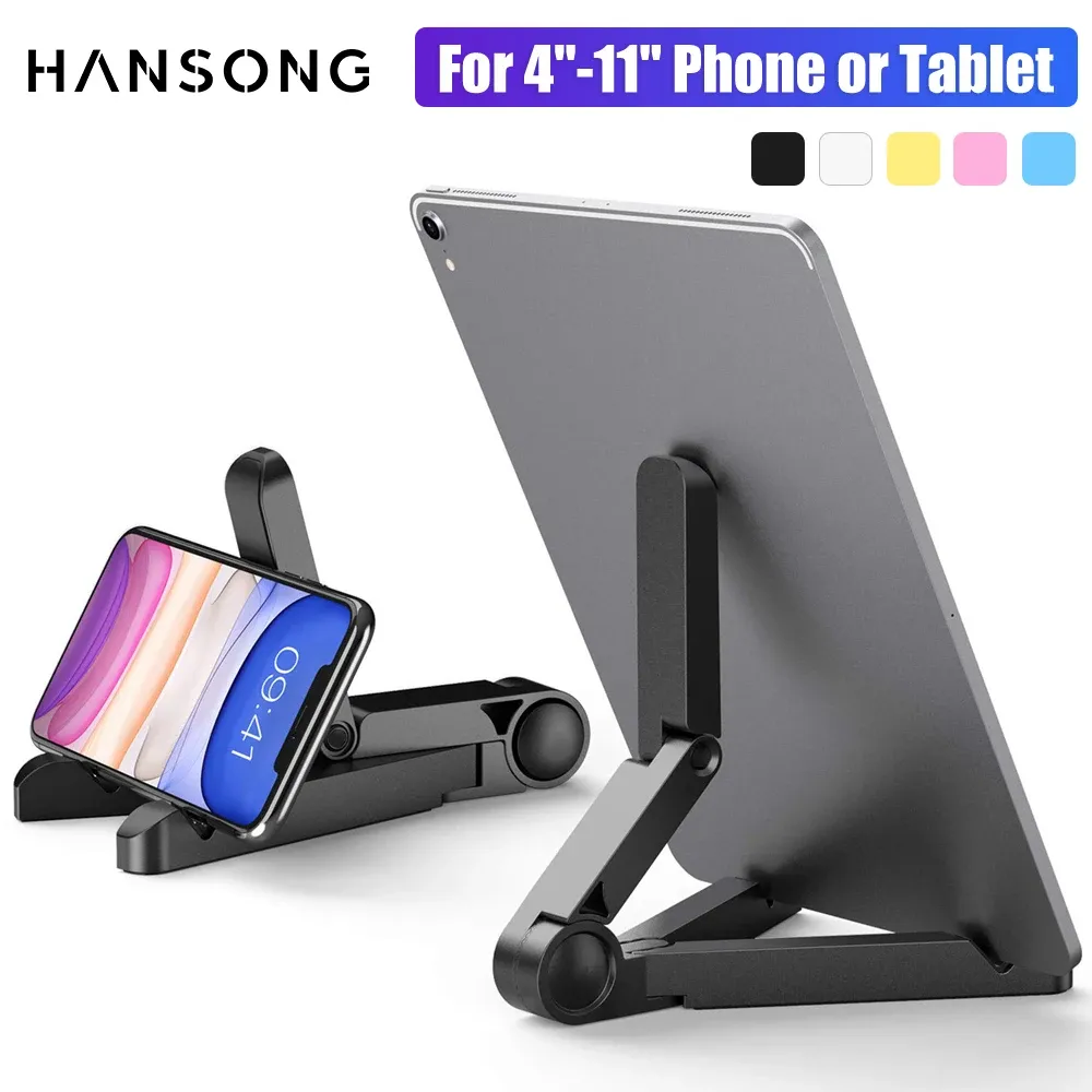 Support pliable portable pour iPad, compatible avec tablette de 4 à 11 pouces, support de bureau en plastique pour téléphone Xiaomi, Samsung, Huawei