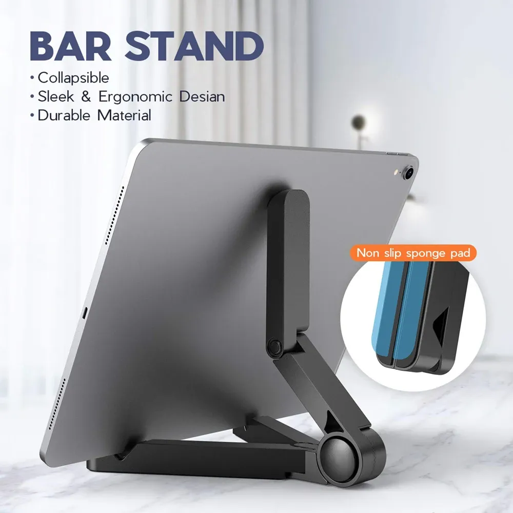 Support pliable portable pour iPad, compatible avec tablette de 4 à 11 pouces, support de bureau en plastique pour téléphone Xiaomi, Samsung, Huawei 4