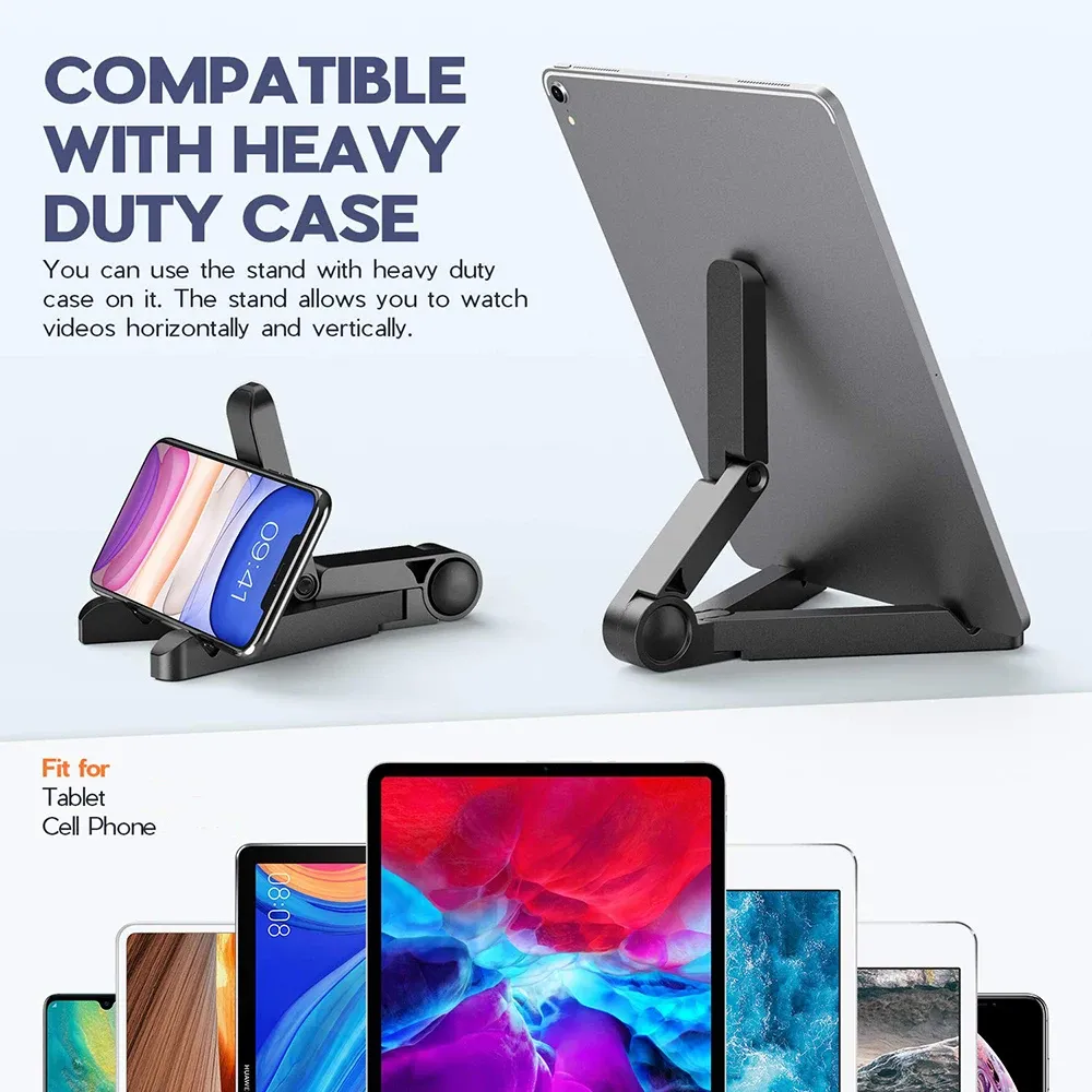 Support pliable portable pour iPad, compatible avec tablette de 4 à 11 pouces, support de bureau en plastique pour téléphone Xiaomi, Samsung, Huawei 6