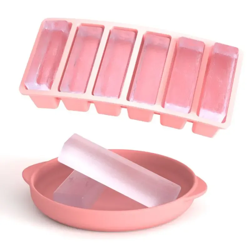 Moule à glace en silicone avec couvercle, lot de 6 bâtonnets et gobelets longs pour glaces et sorbets 2