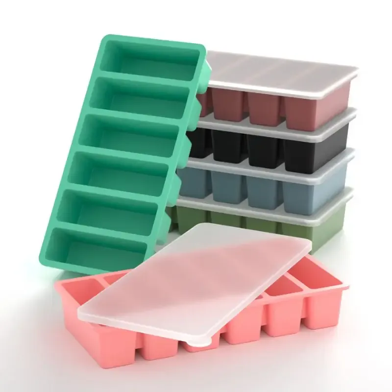 Moule à glace en silicone avec couvercle, lot de 6 bâtonnets et gobelets longs pour glaces et sorbets - Image 1