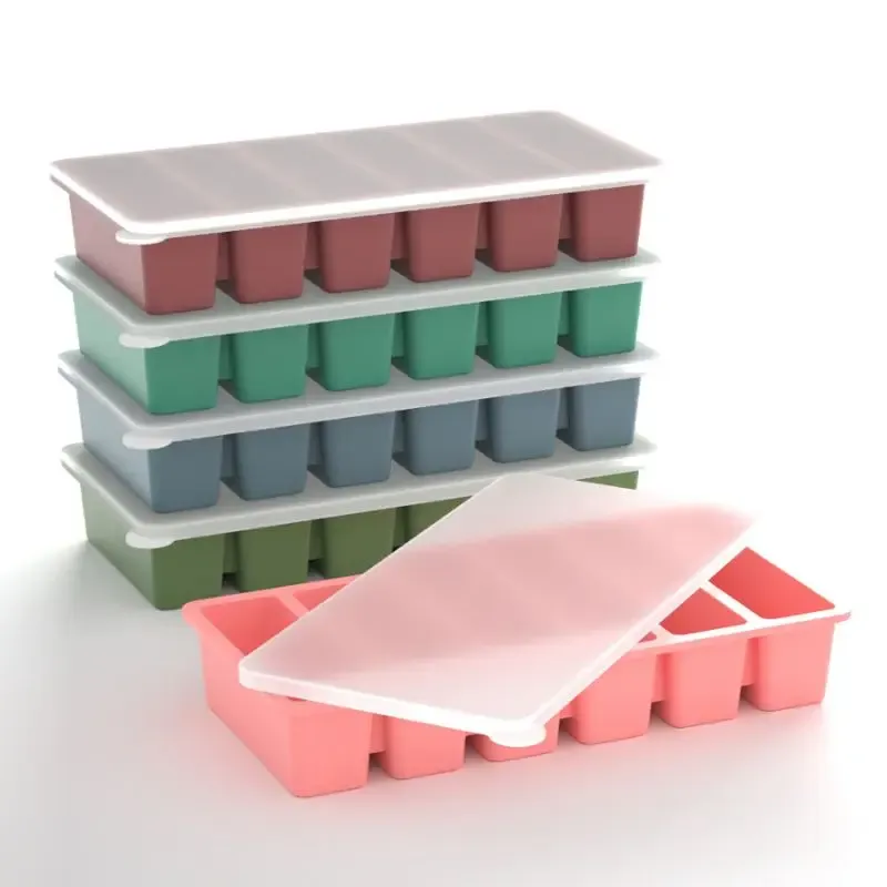Moule à glace en silicone avec couvercle, lot de 6 bâtonnets et gobelets longs pour glaces et sorbets 4