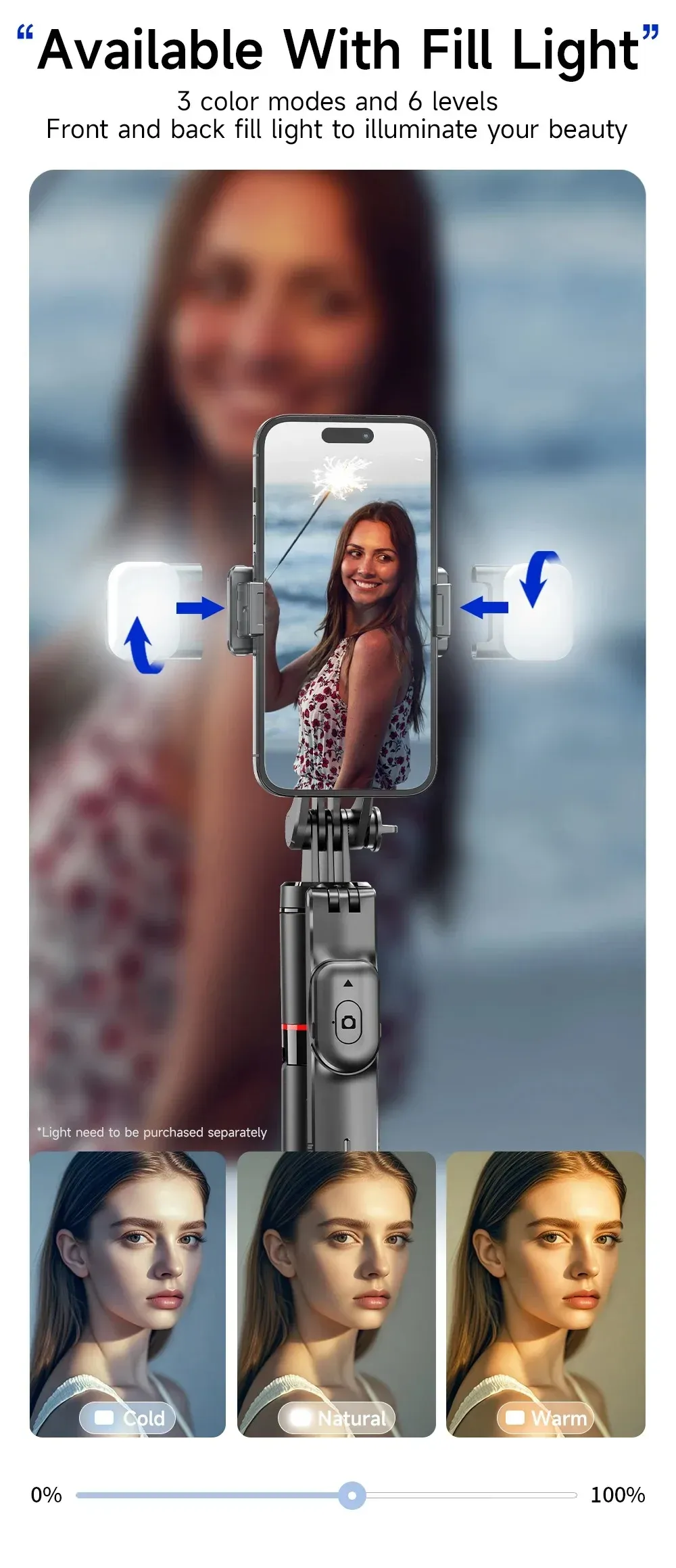 Détail du trépied perche à selfie