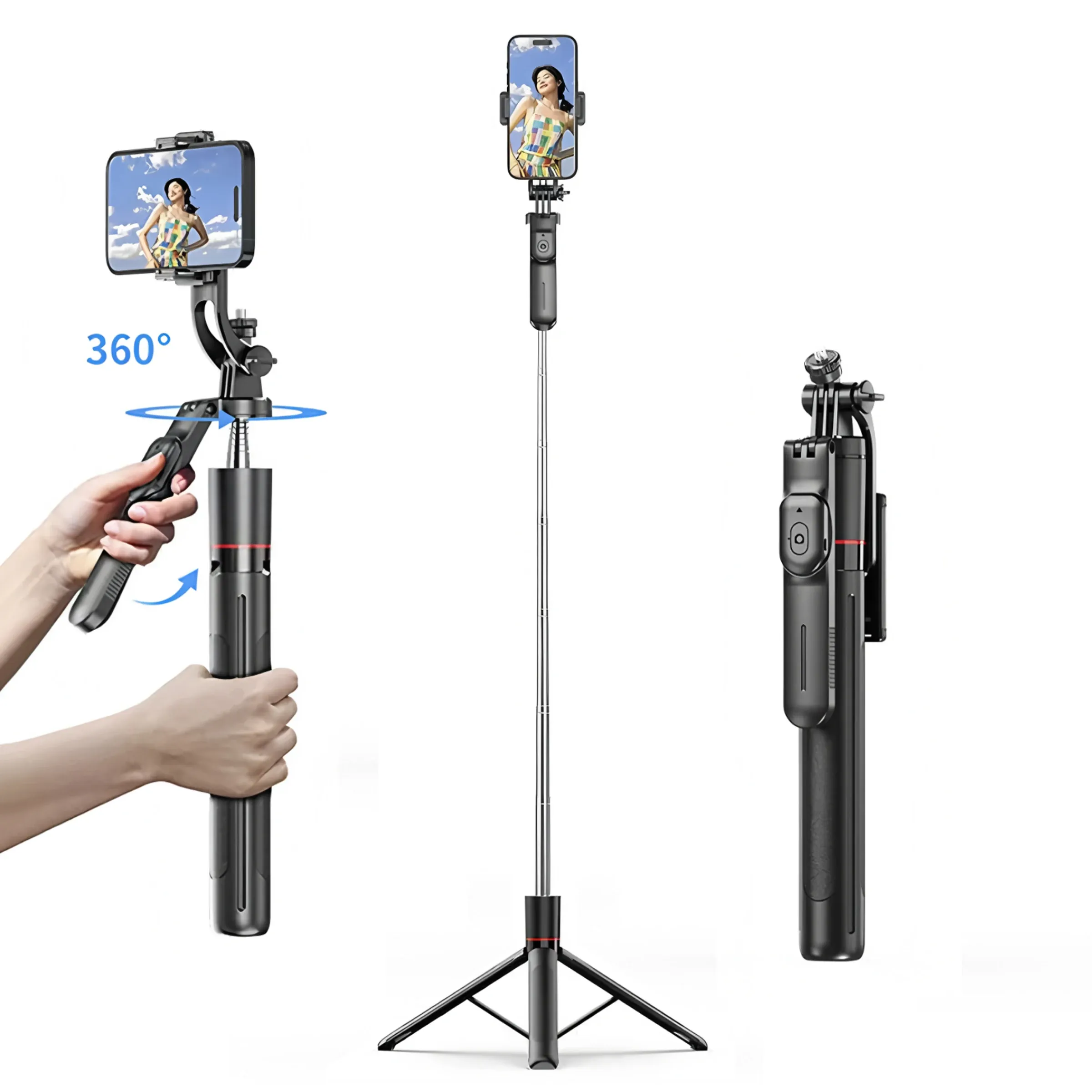 Trépied perche à selfie Bluetooth extensible 67 pouces F16, support smartphone et appareil photo, vis 1/4 7