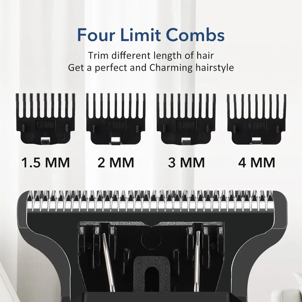 Tondeuse à cheveux sans fil pour hommes, rasoir professionnel, tondeuse à barbe, kit de toilettage avec écran LED pour une coupe de précision 4