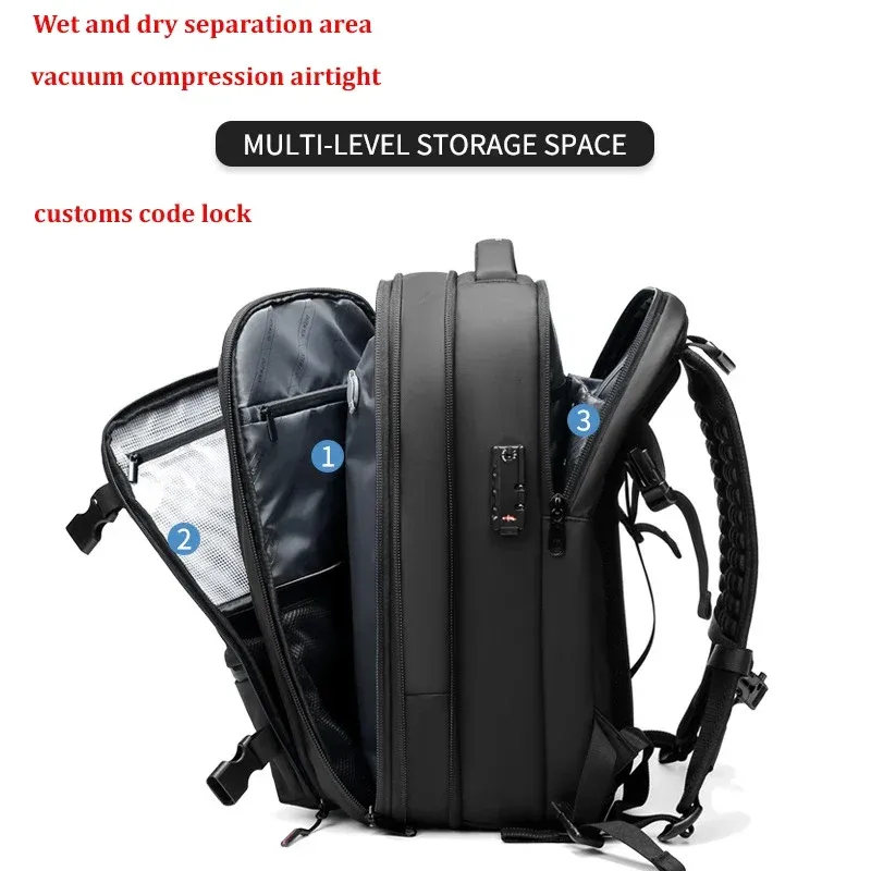 Sac à dos de voyage pour homme 17 pouces à compression sous vide 2