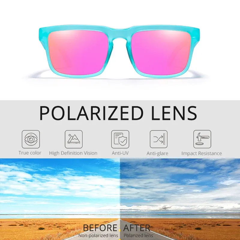 Lunettes de soleil polarisées Kdeam unisexes pour hommes et femmes, verres miroir rouges 2