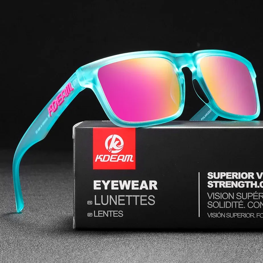 Lunettes de soleil polarisées Kdeam unisexes pour hommes et femmes, verres miroir rouges 1
