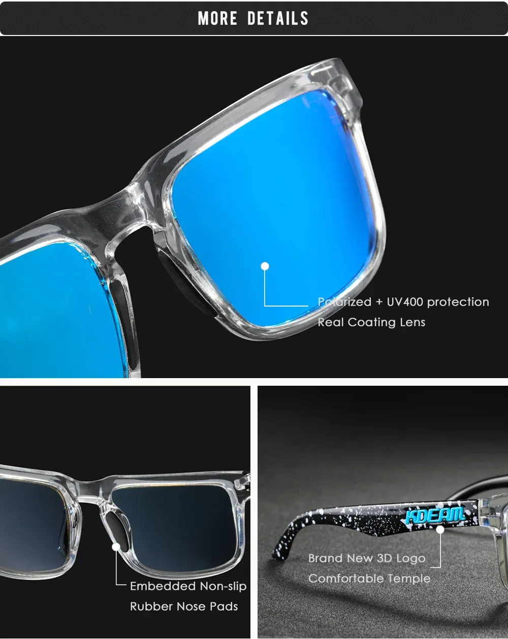 Vue de profil des lunettes Kdeam