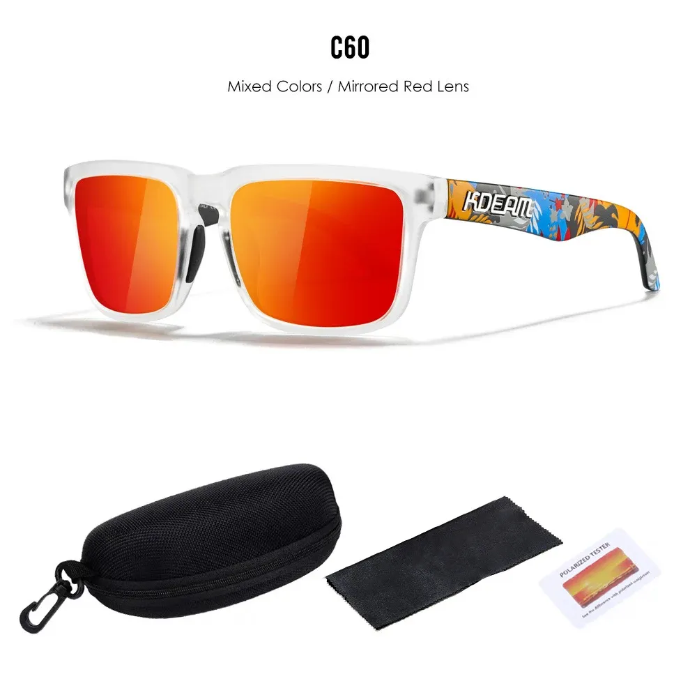 Lunettes de soleil polarisées Kdeam unisexes pour hommes et femmes, verres miroir rouges 12
