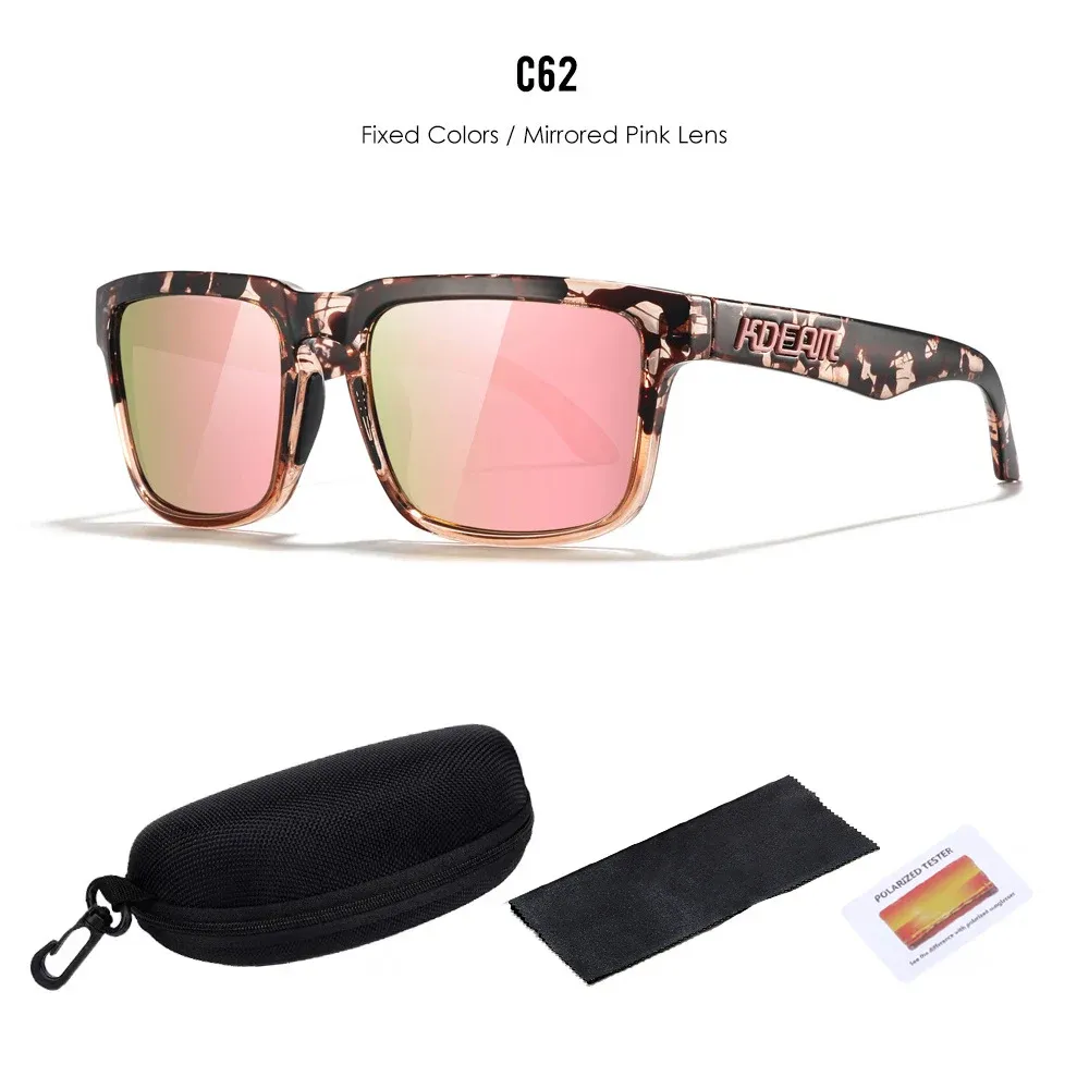 Lunettes de soleil polarisées Kdeam unisexes pour hommes et femmes, verres miroir rouges 10