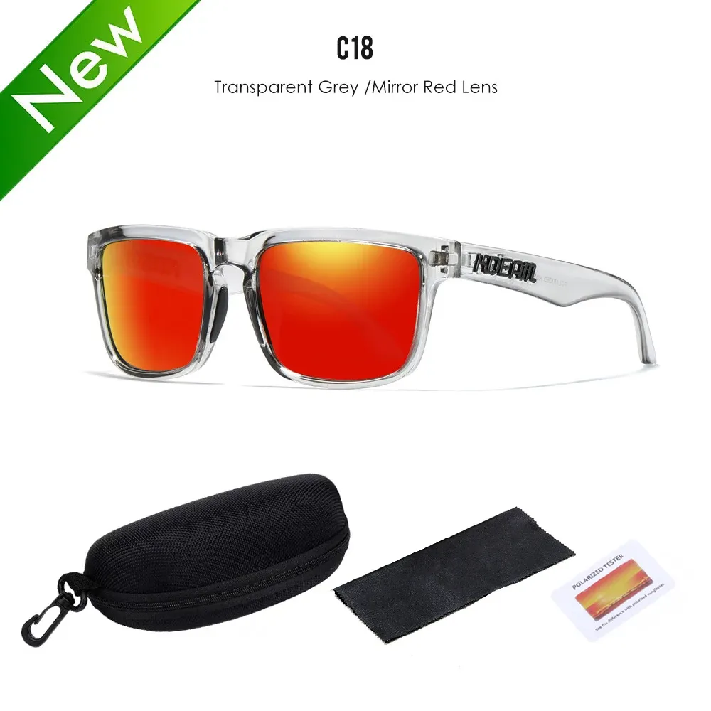 Lunettes de soleil polarisées Kdeam unisexes pour hommes et femmes, verres miroir rouges 18