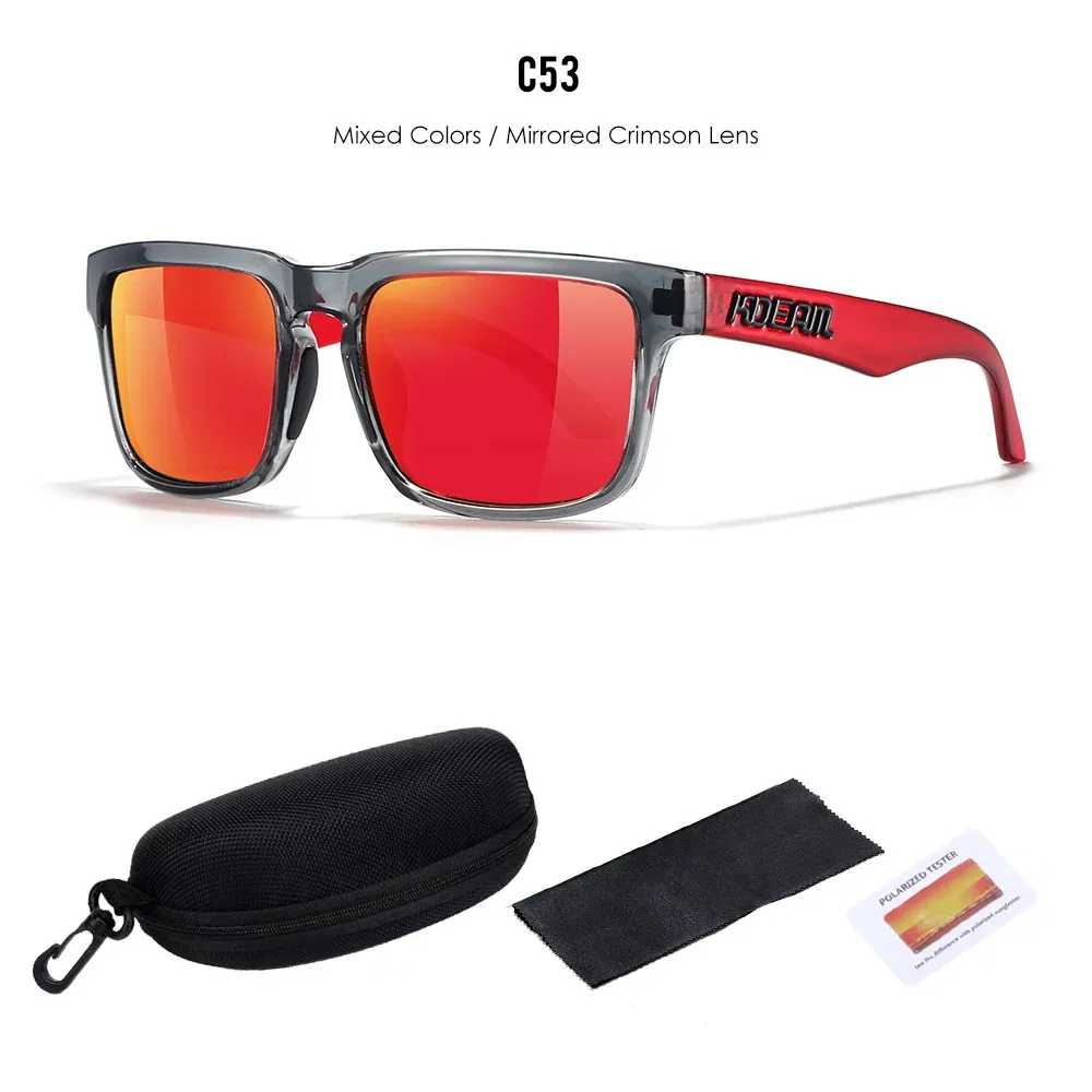 Lunettes de soleil polarisées Kdeam unisexes pour hommes et femmes, verres miroir rouges 17