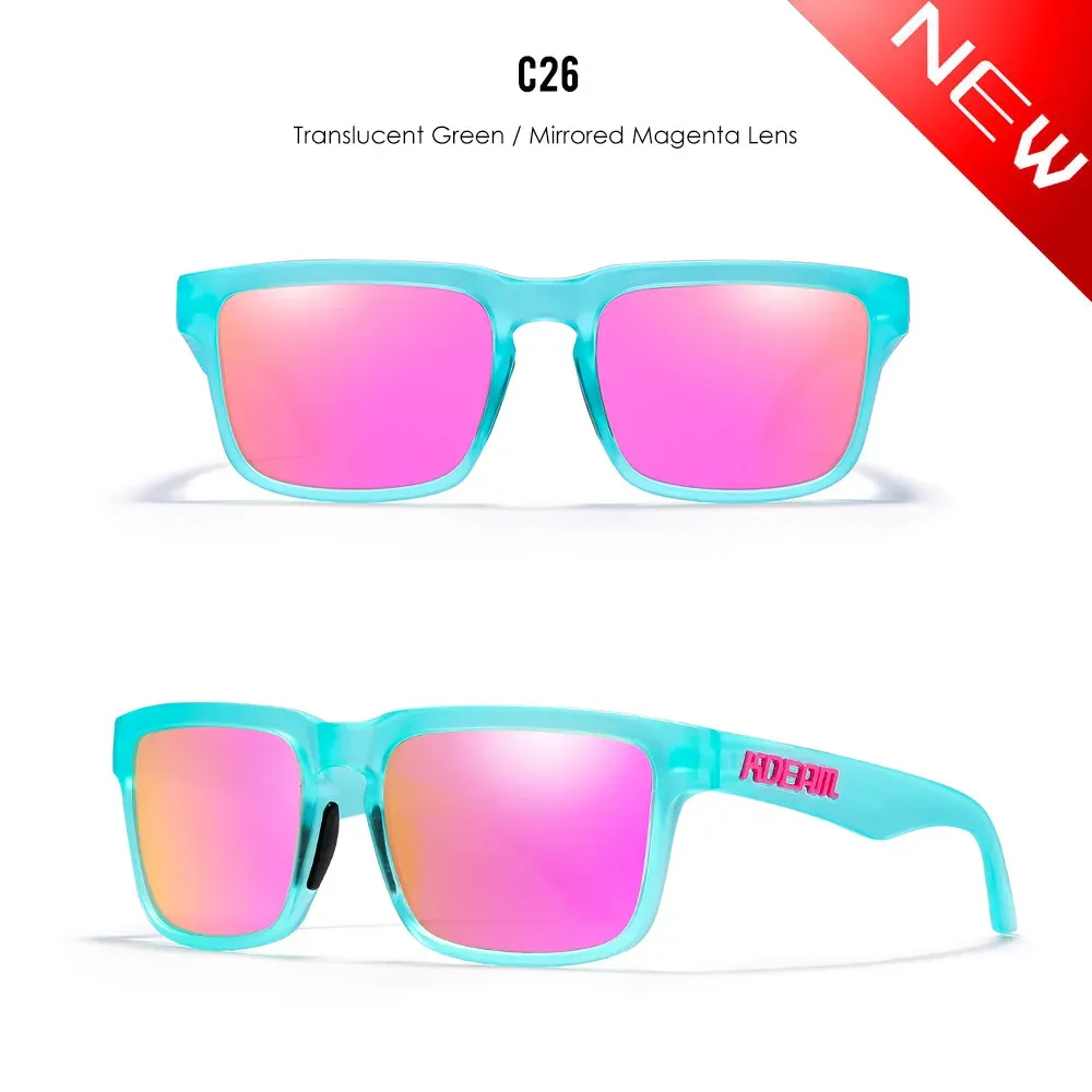 Lunettes de soleil polarisées Kdeam unisexes pour hommes et femmes, verres miroir rouges 20