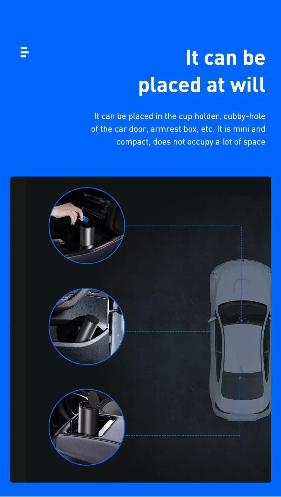 Poubelle de voiture, ergonomie