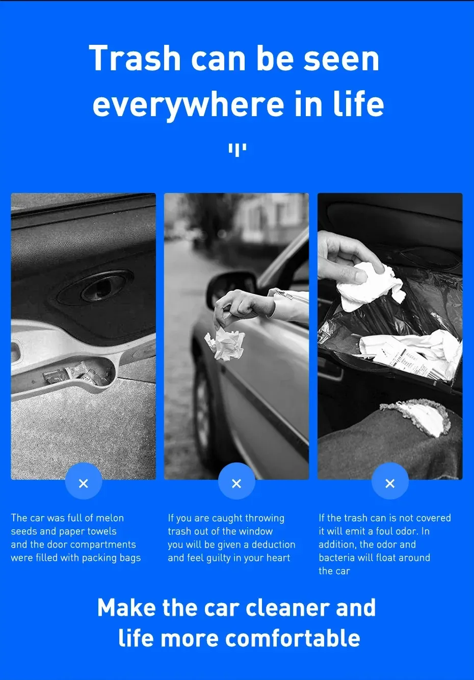 Poubelle de voiture, intégration à l'habitacle