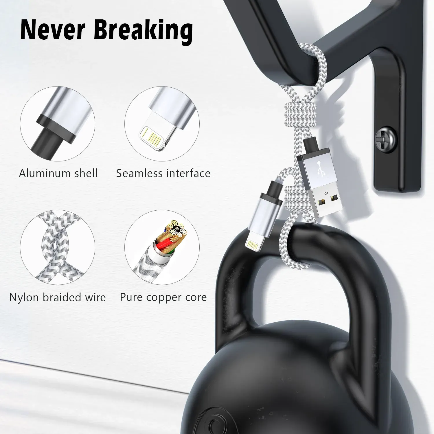 Câble de chargeur USB à charge rapide pour iPhone 14, 13, 12, 11, XS Max, XR, X, 8, 7, 6 Plus, compatible iPad, câble de données long pour téléphone portable, 1 m, 2 m, 3 m 5