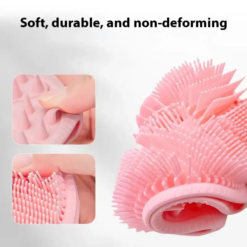 Brosse de bain double face en silicone, design épuré