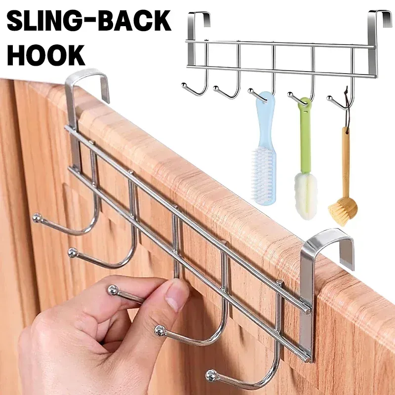Crochets de porte sans perçage, lot de 5, organisateur robuste, gain de place, crochets muraux pour manteaux, clés et serviettes, pour placard, chambre à coucher et couloir