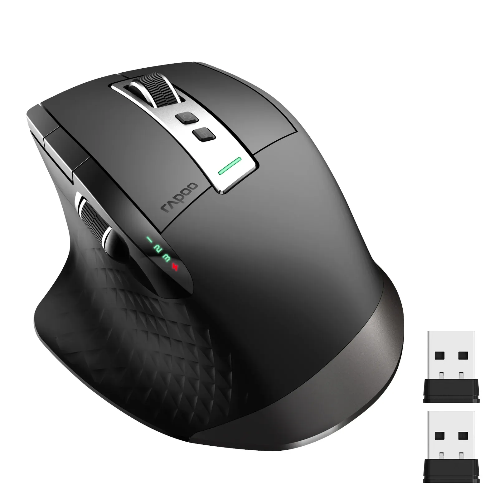 Souris sans fil ergonomique Rapoo MT710L, rechargeable, multimode, 4000 DPI, Bluetooth, commutation facile jusqu'à 4 appareils