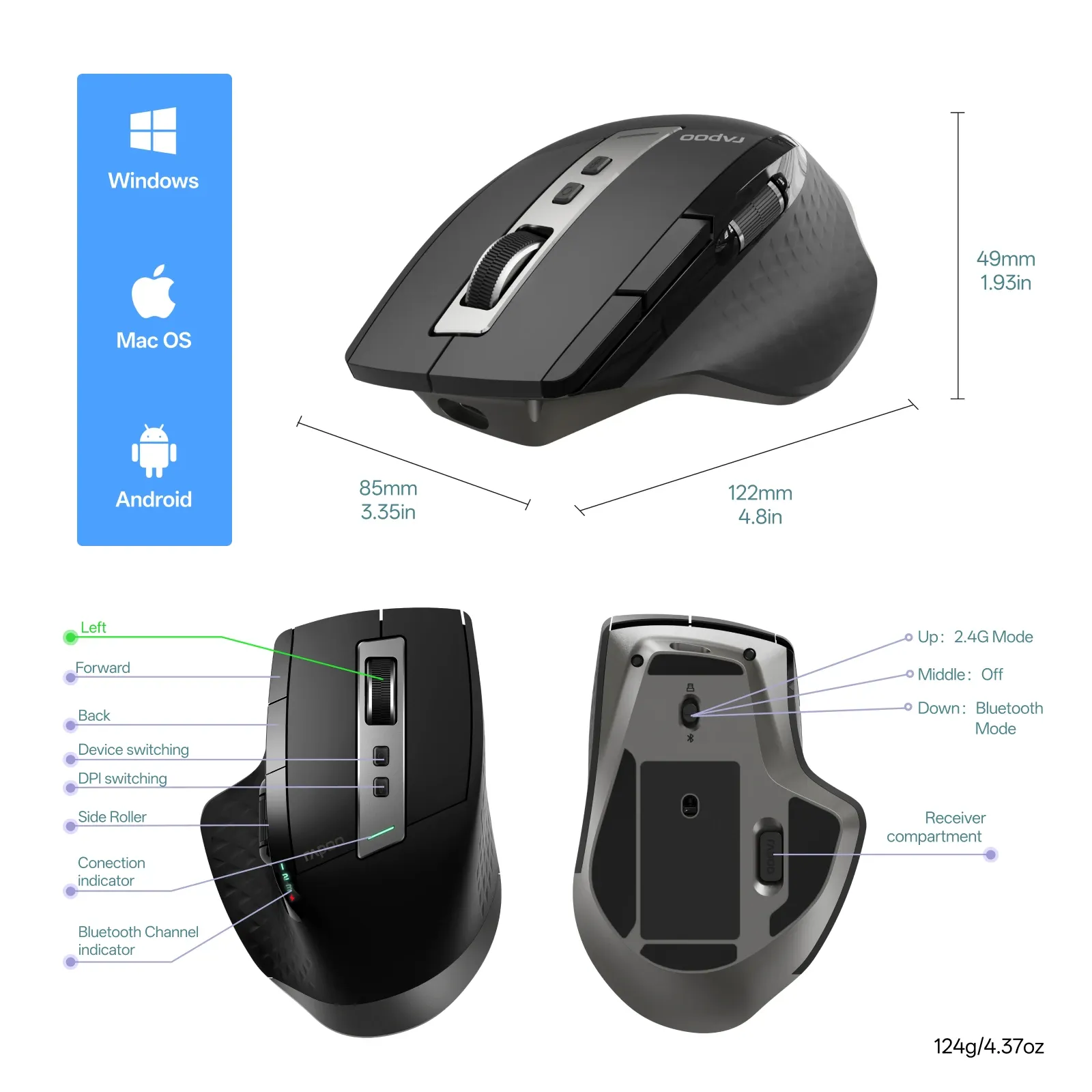 Souris Rapoo MT710L finition mate