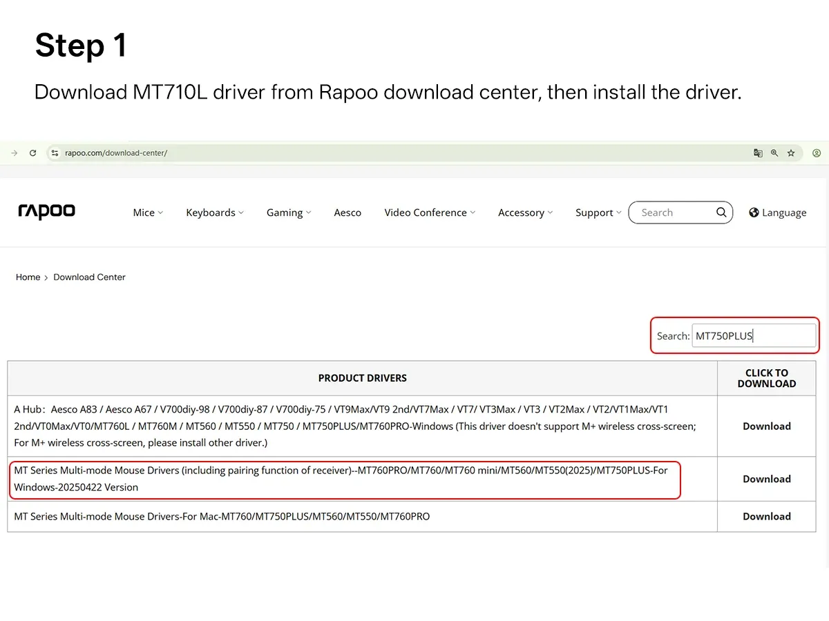 Étape de configuration de la souris Rapoo MT710L