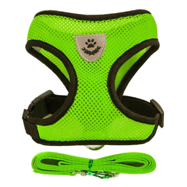 Harnais réglable en maille de polyester doux et respirant pour chiens et chats, avec laisse de promenade 11